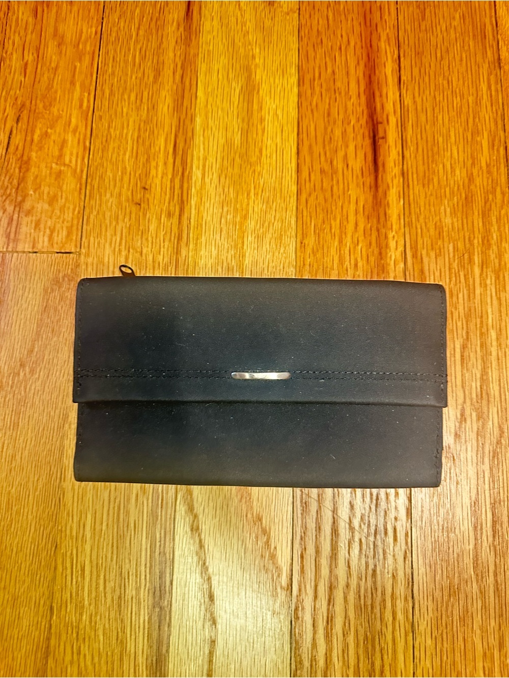 Vintage 90s Black Nylon Organizer Wallet Checkbook Clutch Zip Coin Pocket
